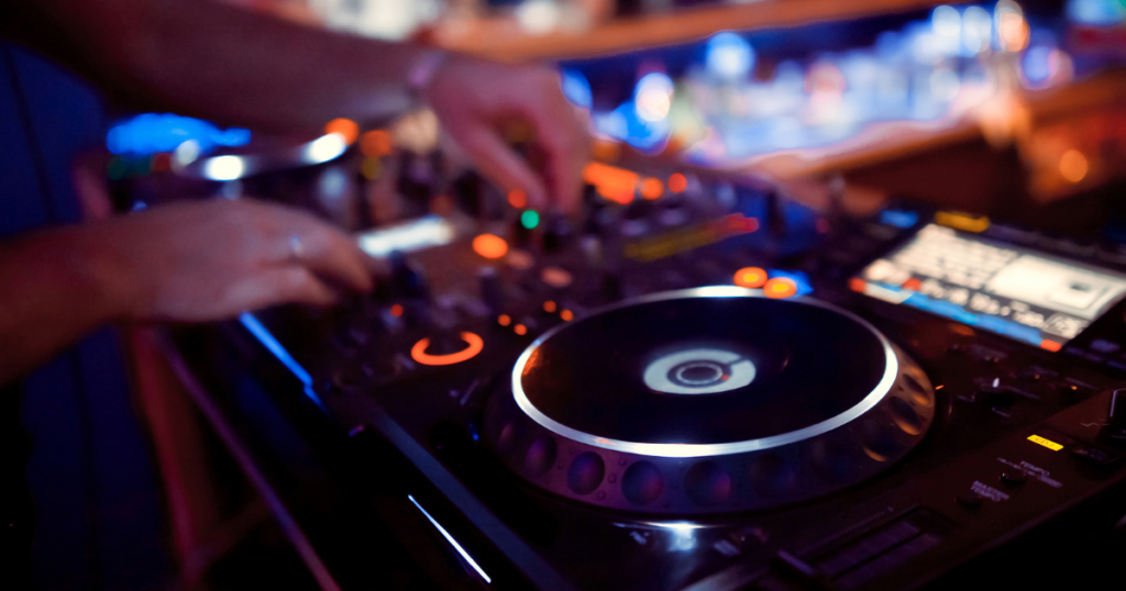 Close up of a DJ on the decks